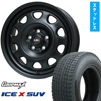 【取付対象】215/65R16 スタッドレスタイヤ ホイール4本セット アルファード/ヴェルファイア等 GRIPMAX アイスX SUV BSW ブラックサイドウォール(限定) LEHRMEISTER LMG OFF-STYLE(マットブラック) 16インチ(送料無料)|アークタイヤ 店