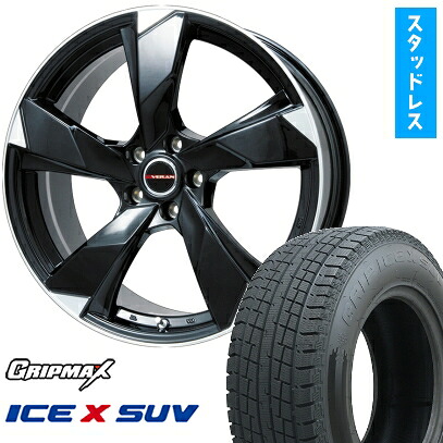 【取付対象】215/65R16 スタッドレスタイヤ ホイール４本セット アルファード/ヴェルファイア等 GRIPMAX アイスX SUV BSW ブラックサイドウォール(限定) PREMIX ヴェランV(グロスブラック/リムポリッシュ) 16インチ(送料無料)