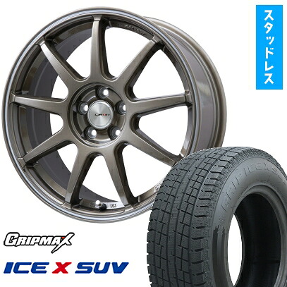 【取付対象】215/65R16 スタッドレスタイヤ ホイール４本セット アルファード/ヴェルファイア等 GRIPMAX アイスX SUV BSW ブラックサイドウォール(限定) LEHRMEISTER LMスポーツLM-QR ブロンズ/ラインポリッシュ 16インチ(送料無料)