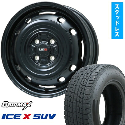 【取付対象】155/80R14 88/86N スタッドレスタイヤ ホイール4本セット プロボックス/サクシード(160系) GRIPMAX アイスX SUV BSW ブラックサイドウォール(限定) LEHRMEISTER LMG OFF-STYLE 2 (マットブラック) 14インチ(送料無料)|アークタイヤ 店