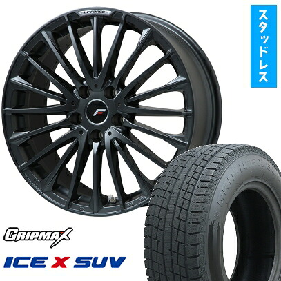 【取付対象】225/60R18 スタッドレスタイヤ ホイール4本セット RAV4/80ハリアー用 GRIPMAX アイスX SUV BSW ブラックサイドウォール(限定) LEHRMEISTER LF-FORCE マットブラック(平座ナット) 18インチ(送料無料)|アークタイヤ 店
