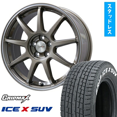 【取付対象】215/70R16 スタッドレスタイヤ ホイール４本セット 5/114車用 GRIPMAX アイスX SUV RWL ホワイトレター(限定) LEHRMEISTER LMスポーツLM-QR ブロンズ/ラインポリッシュ 16インチ(送料無料)｜アークタイヤ 店