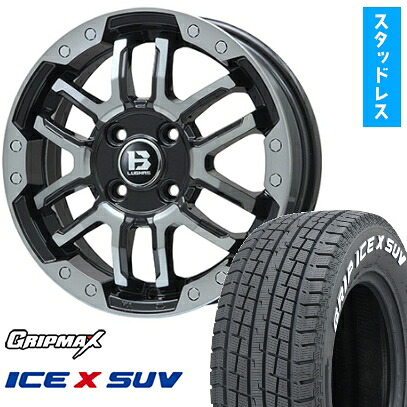 【取付対象】215/65R16 スタッドレスタイヤ ホイール4本セット アルファード/ヴェルファイア等 GRIPMAX アイスX SUV RWL ホワイトレター(限定) BIGWAY B-LUGNAS FRD(ブラックポリッシュ/ブラッククリア) 16インチ(送料無料)|アークタイヤ 店
