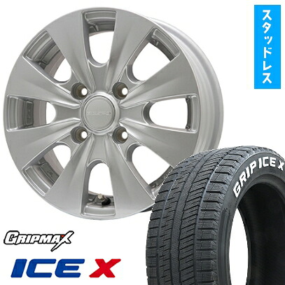 【取付対象】165/65R14 スタッドレスタイヤ ホイール4本セット ルーミー・パッソ・ジャスティ・トール GRIPMAX アイスX RWL ホワイトレター(限定) ELBE ビズスポ シルバー 14インチ(送料無料)|アークタイヤ 店