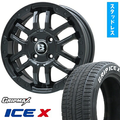 【取付対象】195/60R17 スタッドレスタイヤ ホイール4本セット ライズ/ロッキー(ハイブリッド) GRIPMAX アイスX RWL ホワイトレター(限定) BIGWAY B-LUGNAS FRD(マットブラック) 17インチ(送料無料)|アークタイヤ 店