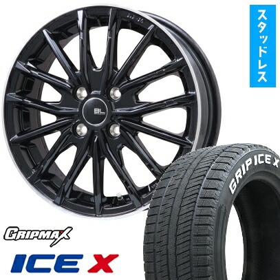 【取付対象】215/60R16 スタッドレスタイヤ ホイール４本セット 5/114車用 GRIPMAX アイスX RWL ホワイトレター(限定) BRANDLE-LINE DF-10M グロスブラック/リムポリッシュ 16インチ(送料無料)