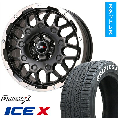 【取付対象】225/50R18 スタッドレスタイヤ ホイール4本セット 5/114車用 GRIPMAX アイスX RWL ホワイトレター(限定) LEHRMEISTER LMG MS-9W ブラック/ブラッククリアリム 18インチ(送料無料)|アークタイヤ 店