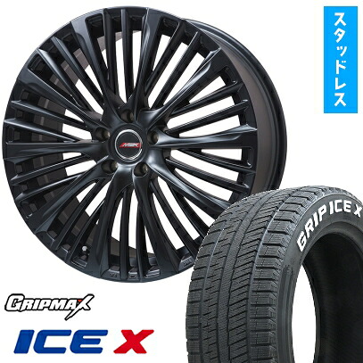 【取付対象】225/50R18 スタッドレスタイヤ ホイール4本セット 5/114車用 GRIPMAX アイスX RWL ホワイトレター(限定) PREMIX MER-X マットブラック 18インチ(送料無料)|アークタイヤ 店