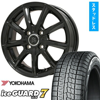 【取付対象】215/60R16 スタッドレスタイヤ ホイール４本セット 5/114車用 YOKOHAMA アイスガード セブンIG70 BRANDLE-LINE ボレアノ9 パールブラック 16インチ(送料無料)｜アークタイヤ 店