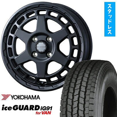 【取付対象】165/80R14 97/95N スタッドレスタイヤ ホイール４本セット NV200 バネット YOKOHAMA アイスガード iG91 WEDS ウェッズアドベンチャー マッドヴァンス X タイプS 14インチ(送料無料)