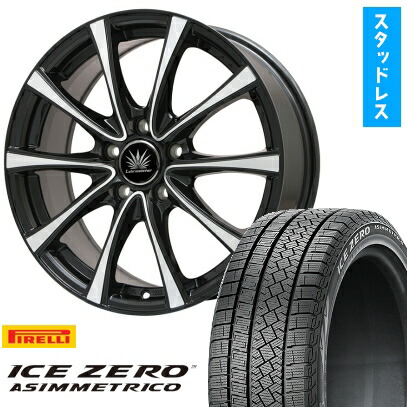 【取付対象】215/60R17 スタッドレスタイヤ ホイール4本セット PIRELLI ウィンター アイスゼロアシンメトリコ (5/114車用) PREMIX アマルフィV Jr(ブラックポリッシュ) 17インチ【送料無料】