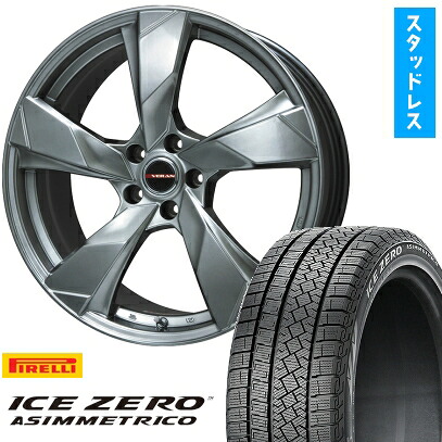 【取付対象】215/50R18 スタッドレスタイヤ ホイール4本セット ヤリスクロス等 PIRELLI ウィンター アイスゼロアシンメトリコ PREMIX ヴェランV(クロームハイパーシルバー) 18インチ【送料無料】
