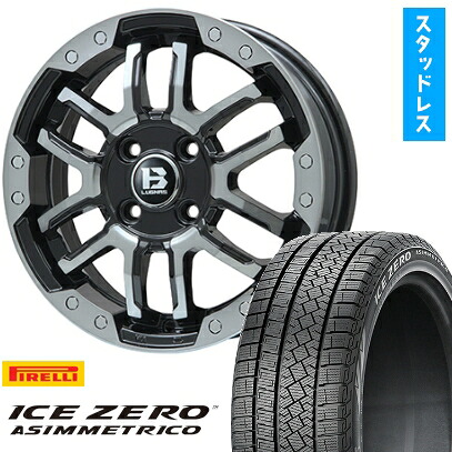 【取付対象】195/60R17 スタッドレスタイヤ ホイール4本セット ライズ/ロッキー(ガソリン) PIRELLI ウィンター アイスゼロアシンメトリコ BIGWAY B-LUGNAS FRD(ブラックポリッシュ/ブラッククリア) 17インチ【送料無料】|アークタイヤ 店