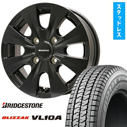 【取付対象】155/80R14 88/86N スタッドレスタイヤ ホイール４本セット プロボックス/サクシード(160系) BRIDGESTONE ブリザック VL10A ELBE ビズスポ セミグロスブラック 14インチ(送料無料)