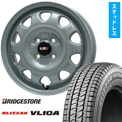 【取付対象】185/80R14 102/100N スタッドレスタイヤ ホイール４本セット プロボックス/サクシード(リフトアップ) BRIDGESTONE ブリザック VL10A LEHRMEISTER LMG OFF-STYLE(グレー) 14インチ(送料無料)