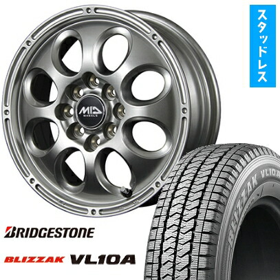 【取付対象】165/80R14 97/95N スタッドレスタイヤ ホイール４本セット NV200 バネット BRIDGESTONE ブリザック VL10A MID ガイア ブリッグ バネット プロボックス専用 14インチ(送料無料)
