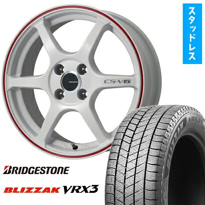 【取付対象】225/55R17 スタッドレスタイヤ ホイール4本セット BRIDGESTONE ブリザック VRX3 (5/100車用) LEHRMEISTER CS-V6(ホワイト/レッドライン) 17インチ【送料無料】｜アークタイヤ 店
