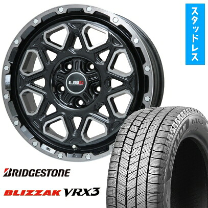 【取付対象】215/70R16 スタッドレスタイヤ ホイール4本セット BRIDGESTONE ブリザック VRX3 (5/114車用) LEHRMEISTER LMG モンタグナ(ブラックポリッシュ/ブラッククリア) 16インチ【送料無料】｜アークタイヤ 店
