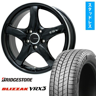 【取付対象】215/50R17 スタッドレスタイヤ ホイール4本セット BRIDGESTONE ブリザック VRX3 (5/100車用) LEHRMEISTER CS-V(グロスブラック/リムポリッシュ) 17インチ【送料無料】