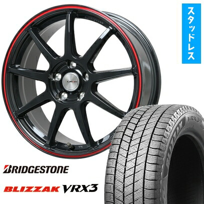 【取付対象】215/55R16 スタッドレスタイヤ ホイール4本セット BRIDGESTONE ブリザック VRX3 (5/114車用) LEHRMEISTER LMスポーツLM-QR グロスブラック/レッドライン 16インチ【送料無料】|アークタイヤ 店