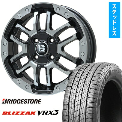 【取付対象】185/60R16 スタッドレスタイヤ ホイール4本セット BRIDGESTONE ブリザック VRX3 (4/100車用) BIGWAY B-LUGNAS FRD(ブラックポリッシュ/ブラッククリア) 16インチ【送料無料】