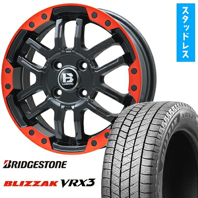 【取付対象】215/70R16 スタッドレスタイヤ ホイール4本セット BRIDGESTONE ブリザック VRX3 (5/114車用) BIGWAY B-LUGNAS FRD(マットブラック/レッドリム) 16インチ【送料無料】｜アークタイヤ 店