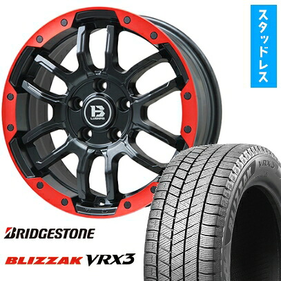 【取付対象】215/60R17 スタッドレスタイヤ ホイール4本セット BRIDGESTONE ブリザック VRX3 (5/114車用) BIGWAY B-LUGNAS FRD(マットブラック/レッドリム) 17インチ【送料無料】 107,140円