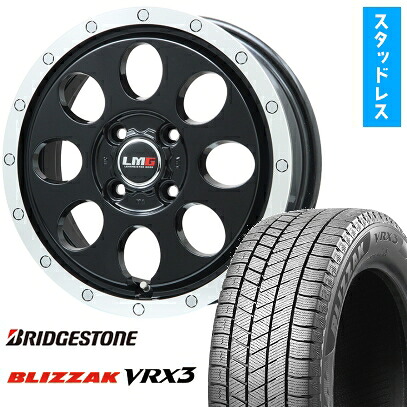 【取付対象】165/65R14 スタッドレスタイヤ ホイール4本セット BRIDGESTONE ブリザック VRX3 (4/100車用) LEHRMEISTER LMG CS-8 グロスブラック/リムポリッシュ 14インチ【送料無料】