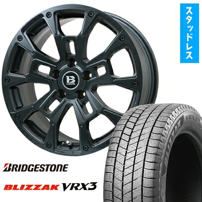 【取付対象】225/60R17 スタッドレスタイヤ ホイール4本セット BRIDGESTONE ブリザック VRX3 (5/114車用) ビッグウエイ B-LUGNAS BRD(マットブラック) 17インチ【送料無料】