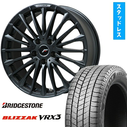 【取付対象】225/60R18 スタッドレスタイヤ ホイール４本セット RAV4/80ハリアー用 BRIDGESTONE ブリザック VRX3 LEHRMEISTER LF-FORCE マットブラック(平座ナット) 18インチ(送料無料)