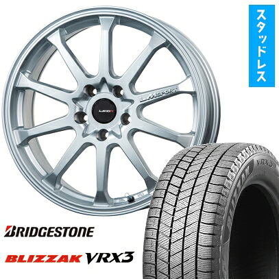 【取付対象】225/55R18 スタッドレスタイヤ ホイール４本セット 5/100車用 BRIDGESTONE ブリザック VRX3 LEHRMEISTER LMスポーツLM-10R(メタリックシルバー) 18インチ(送料無料)