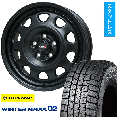 【取付対象】215/60R17 スタッドレスタイヤ ホイール4本セット DUNLOP ウインターマックス 02 WM02 (5/114車用) LEHRMEISTER LMG OFF-STYLE(マットブラック) 17インチ【送料無料】｜アークタイヤ 店
