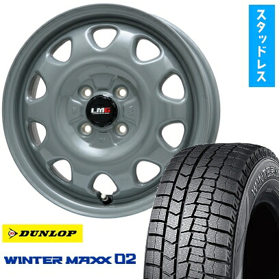 【取付対象】175/70R14 スタッドレスタイヤ ホイール4本セット DUNLOP ウインターマックス 02 WM02 (4/100車用) LEHRMEISTER LMG OFF-STYLE(グレー) 14インチ【送料無料】 42,000円