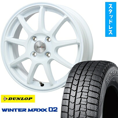【取付対象】175/60R16 スタッドレスタイヤ ホイール4本セット クロスビー/イグニス DUNLOP ウインターマックス 02 WM02 レアマイスター LMスポーツLM-QR ホワイト 16インチ【送料無料】