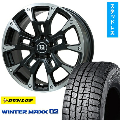 【取付対象】215/60R16 スタッドレスタイヤ ホイール4本セット DUNLOP ウインターマックス 02 WM02 (5/114車用) ビッグウエイ B-LUGNAS BRD(ブラックポリッシュ/ブラッククリア) 16インチ【送料無料】｜アークタイヤ 店