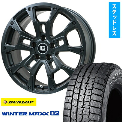 【取付対象】215/60R16 スタッドレスタイヤ ホイール4本セット DUNLOP ウインターマックス 02 WM02 (5/114車用) ビッグウエイ B-LUGNAS BRD(マットブラック) 16インチ【送料無料】|アークタイヤ 店