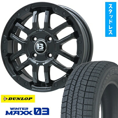 【取付対象】195/60R17 スタッドレスタイヤ ホイール4本セット ライズ/ロッキー（ガソリン） DUNLOP ウインターマックス 03 WM03 BIGWAY B-LUGNAS FRD(マットブラック) 17インチ【送料無料】｜アークタイヤ 店