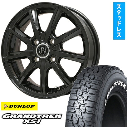 【取付対象】215/70R16 スタッドレスタイヤ ホイール４本セット 5/114車用 DUNLOP グラントレック XS1 RWL ホワイトレター BRANDLE-LINE ボレアノ9 パールブラック 16インチ(送料無料)