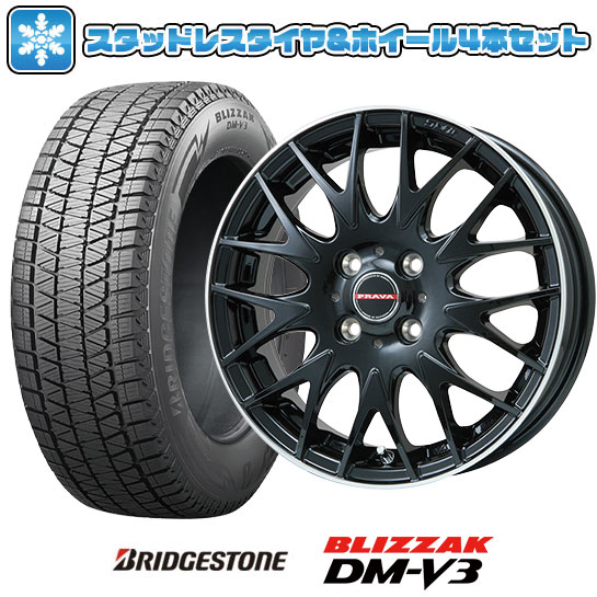 【取付対象】215/70R16 スタッドレスタイヤ ホイール４本セット 5/114車用 BRIDGESTONE ブリザック DM-V3 BIGWAY LEYSEEN プラバ9MJrII グロスブラック/リムポリッシュ 16インチ(送料無料)
