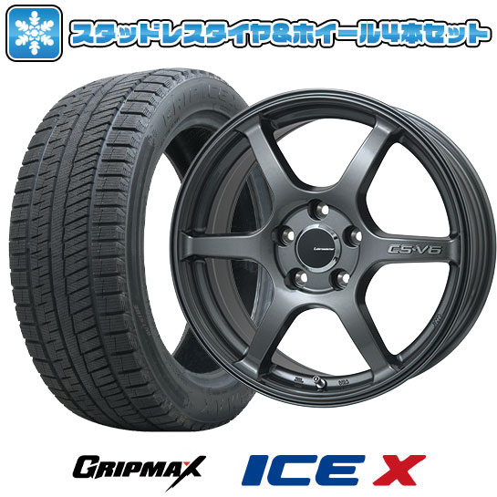【取付対象】215/60R17 スタッドレスタイヤ ホイール4本セット 5/114車用 GRIPMAX アイスX BSW ブラックサイドウォール(限定) LEHRMEISTER CS-V6(ガンメタ) 17インチ(送料無料)｜アークタイヤ 店