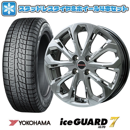 【取付対象】185/60R16 スタッドレスタイヤ ホイール４本セット E13ノート用 YOKOHAMA アイスガード セブンIG70 BIGWAY LEYSEEN プラバ5X 16インチ(送料無料)