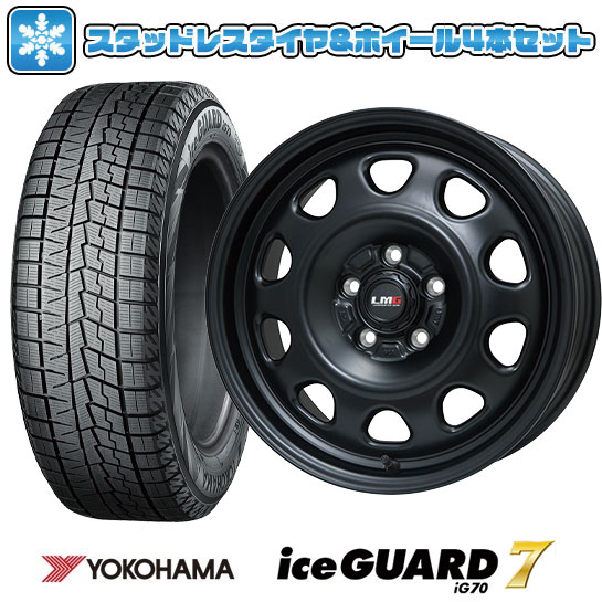 【取付対象】225/60R17 スタッドレスタイヤ ホイール4本セット 5/114車用 YOKOHAMA アイスガード セブンIG70 LEHRMEISTER LMG OFF-STYLE(マットブラック) 17インチ(送料無料)