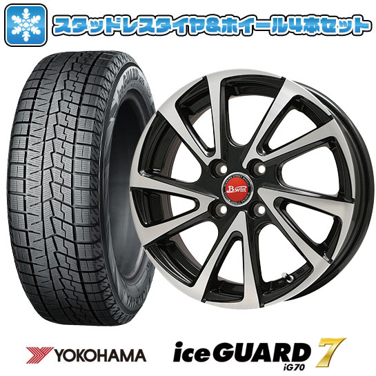 【取付対象】175/70R14 スタッドレスタイヤ ホイール４本セット 4/100車用 YOKOHAMA アイスガード セブンIG70 BIGWAY B-WIN ヴェノーザ10 14インチ(送料無料)