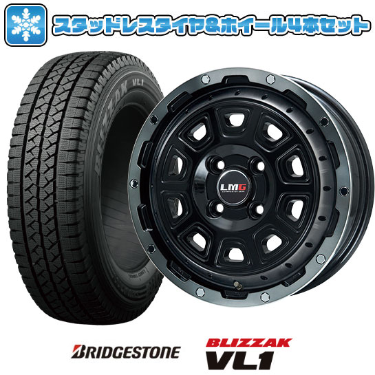 【取付対象】145/80R12 スタッドレスタイヤ ホイール4本セット BRIDGESTONE ブリザック VL10 80/78N (軽自動車用) LEHRMEISTER LMG DS-10 ブラック/ブラッククリアリム 12インチ【送料無料】|アークタイヤ 店