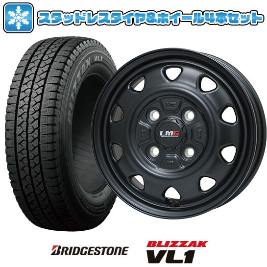 【取付対象】※アクティトラックは装着不可 スタッドレスタイヤ ホイール4本セット 145/80R12 80/78N ブリヂストン ブリザック VL10 (軽自動車用) LEHRMEISTER LMG OFF-STYLE(マットブラック) 12インチ【送料無料】