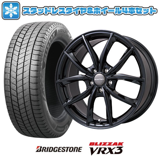 【取付対象】225/55R18 スタッドレスタイヤ ホイール4本セット 輸入車用 プジョー5008 2017- BRIDGESTONE ブリザック VRX3 EUROTECH VP-LINE(グロスブラック) 18インチ(送料無料)｜アークタイヤ 店
