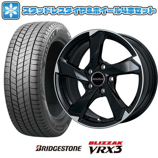 【取付対象】245/45R19 スタッドレスタイヤ ホイール４本セット 輸入車用 アウディA7 スポーツバック（F2） BRIDGESTONE ブリザック VRX3 EUROAXIS クロスエッジ(グロスブラック/カットスポーク) 19インチ(送料無料)