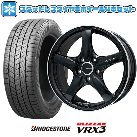 【取付対象】225/55R18 スタッドレスタイヤ ホイール4本セット 5/114車用 BRIDGESTONE ブリザック VRX3 LEHRMEISTER CS-V(グロスブラック/リムポリッシュ) 18インチ(送料無料)|アークタイヤ 店