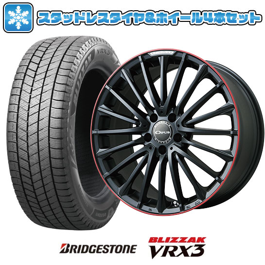 【取付対象】225/45R18 スタッドレスタイヤ ホイール4本セット 輸入車用 ベンツCクラス（W206） BRIDGESTONE ブリザック VRX3 EUROAXIS オーパス(マットブラック/レッドリム) 18インチ(送料無料)