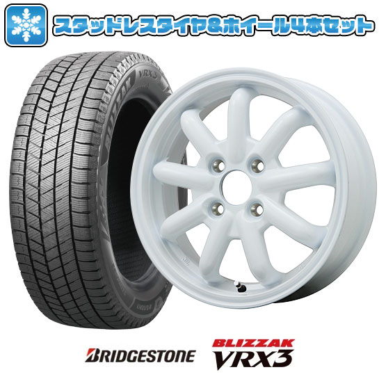 【取付対象】165/70R14 スタッドレスタイヤ ホイール4本セット BRIDGESTONE ブリザック VRX3 (軽自動車用) BRANDLE-LINE ストレンジャーKST-9改(ホワイト) 14インチ ※コンパクトカー装着不可【送料無料】